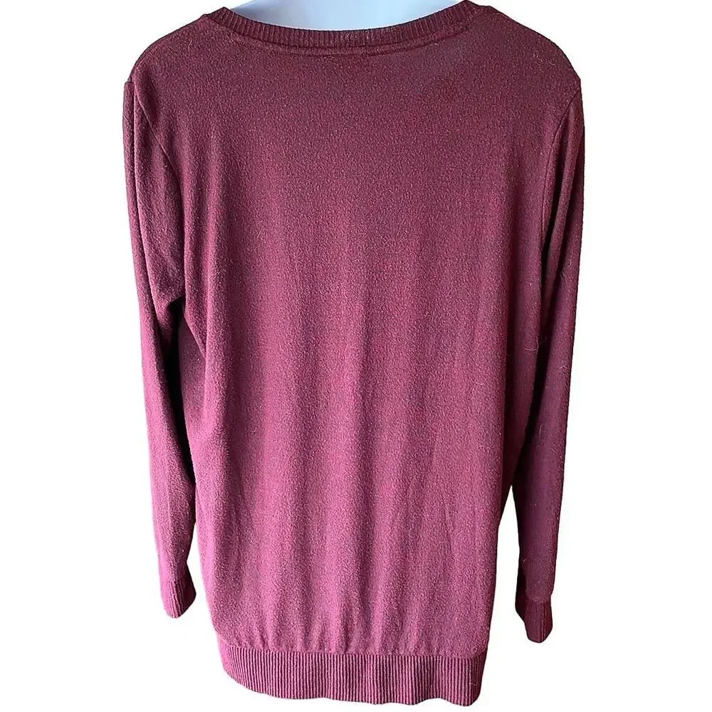 LUCKY BRAND Thin Burgundy Summer V-Neck Sweater ~ Men's Shirt Size LARGE